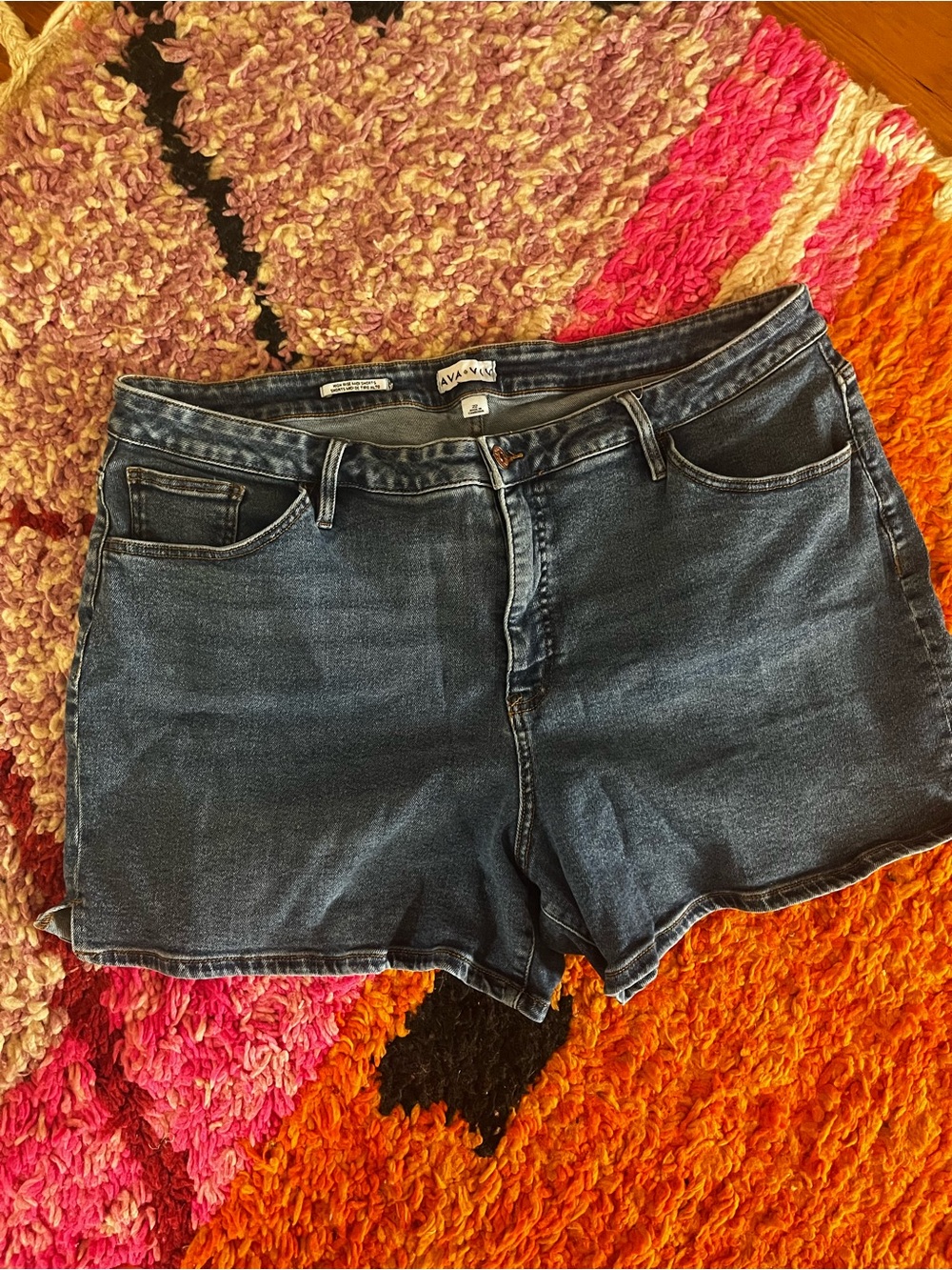 AVA & VIV Dark Blue High Rise Midi Shorts
